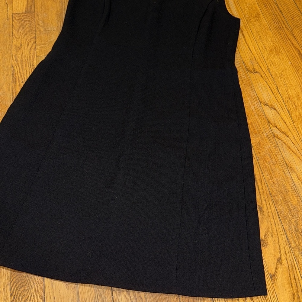 NWT Lafayette 148 crepe bateau neck shift dress 100% wool black size 8 office - Picture 6 of 9
